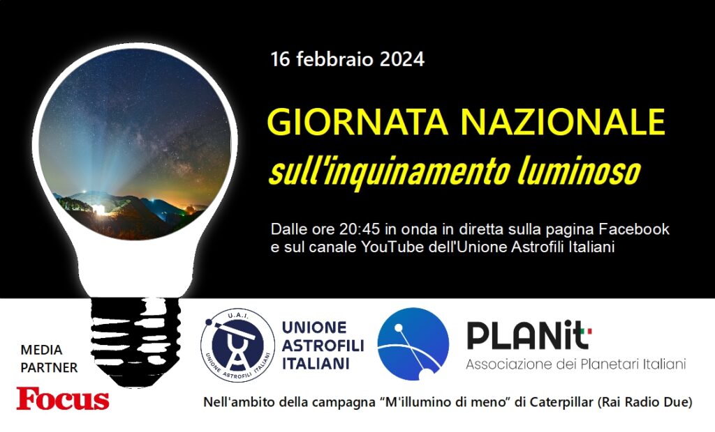 Evento del 16 febbraio 2024 per la Giornata Nazionale sull'Inquinamento Luminoso