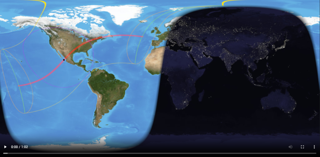 Texture animata che rappresenta l'eclissi totale di sole dell'8 aprile 2024